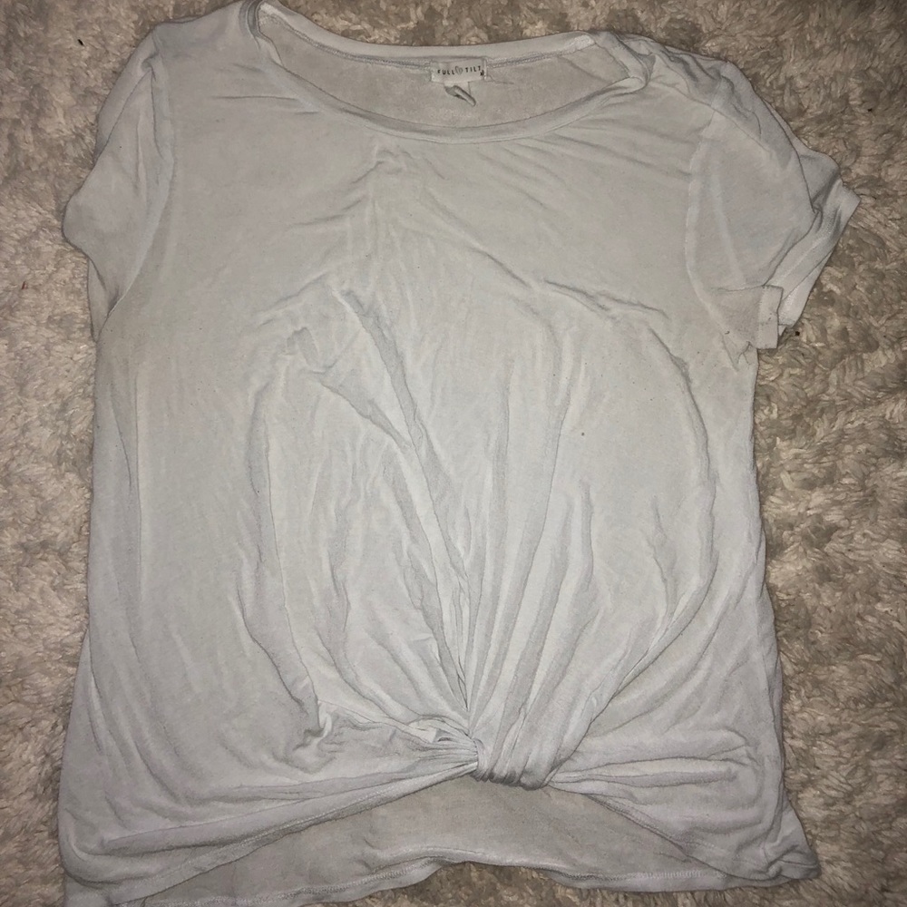 White t-shirt with tie design at bottom